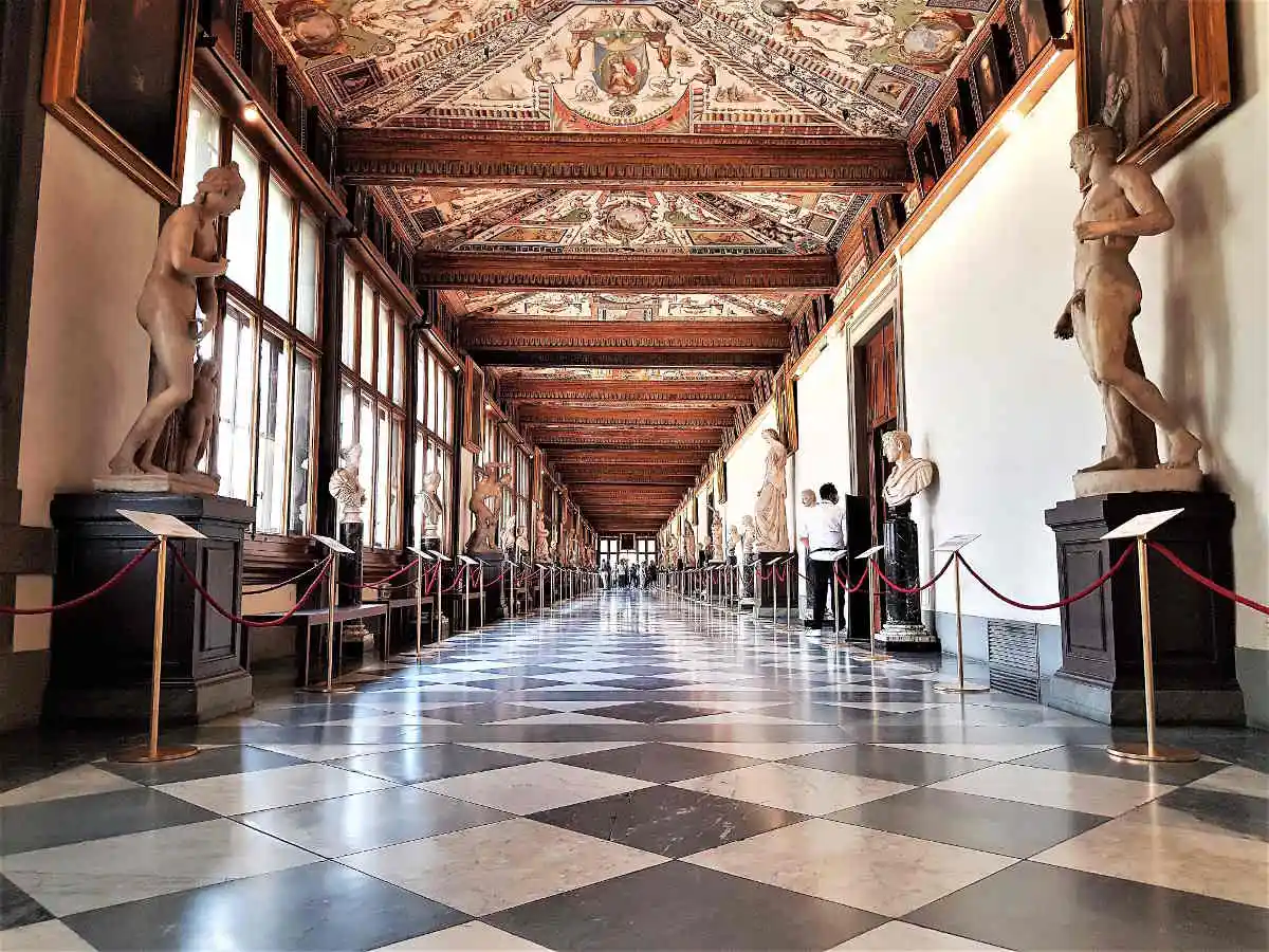 Interior halls of the Uffizi Gallery